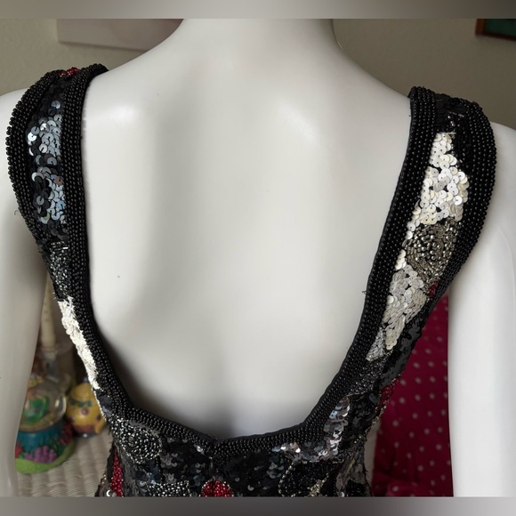 Vintage Oleg Cassini Blacktie Silk Sequin Bodycon dress in Black & White Size 4 - Picture 6 of 12
